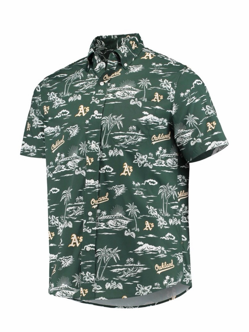 Reyn Spooner Oakland Athletics Green Kekai Button-Down Shirt Men Sz M